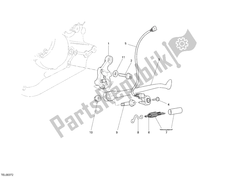 All parts for the Side Stand of the Ducati Monster S2R 1000 USA 2008